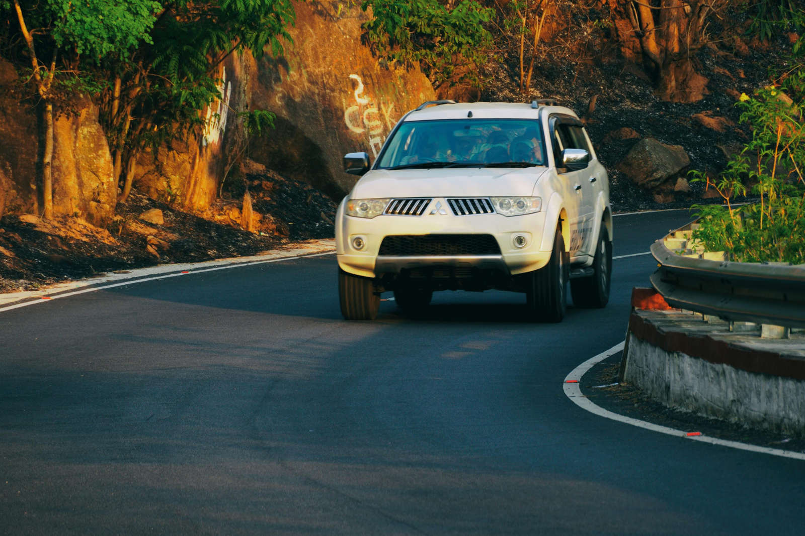 Vehicle on a scenic travel route